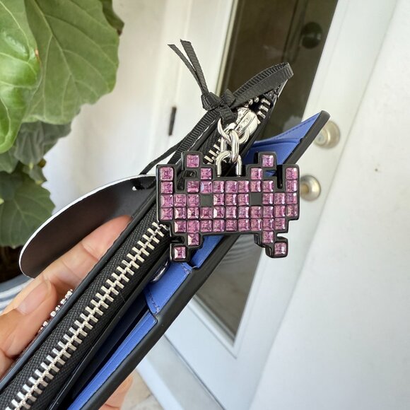 Space Invaders X Kate Spade Glitter Patent Small Slim Bifold Wallet KI755 - Picture 11 of 15